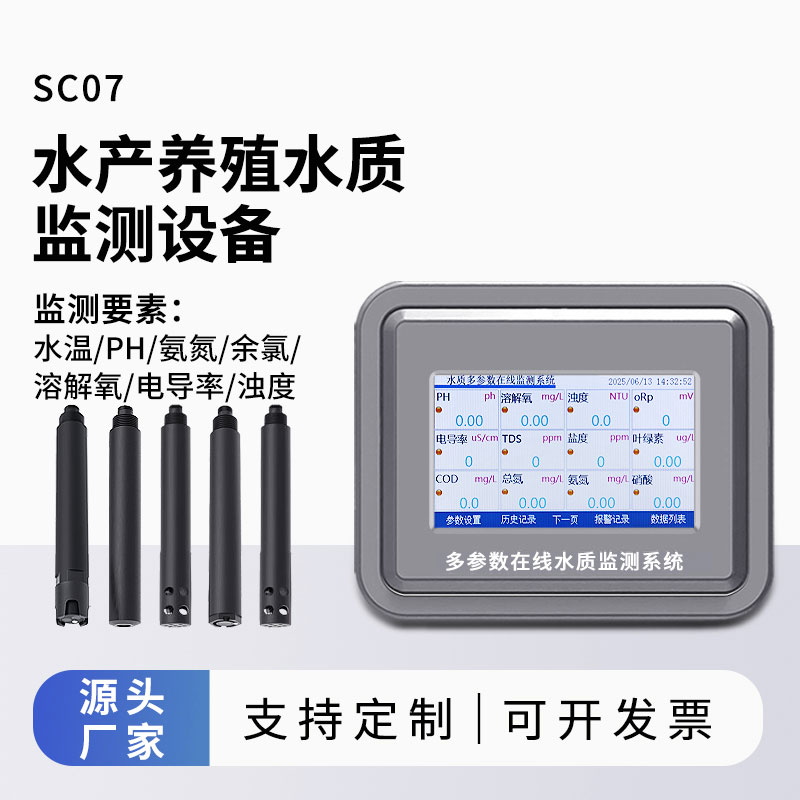 水產(chǎn)水質(zhì)監(jiān)測參數(shù)(水溫、ph、氨氮、余氯、溶解氧、電導率、濁度)